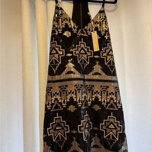 Lavender Brown a line sequence mini cocktail dress